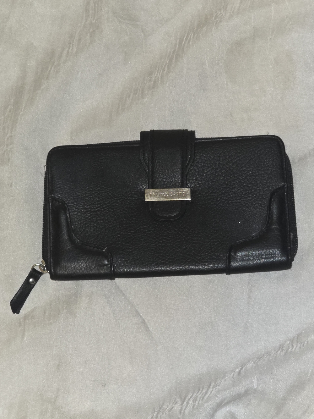 (2 For $30) Franco Sarto Black Zip-Around Pebble Wallet